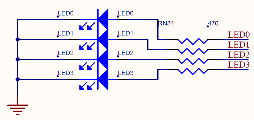 Fig.2.1 AX301 开发板LED 部分原理图